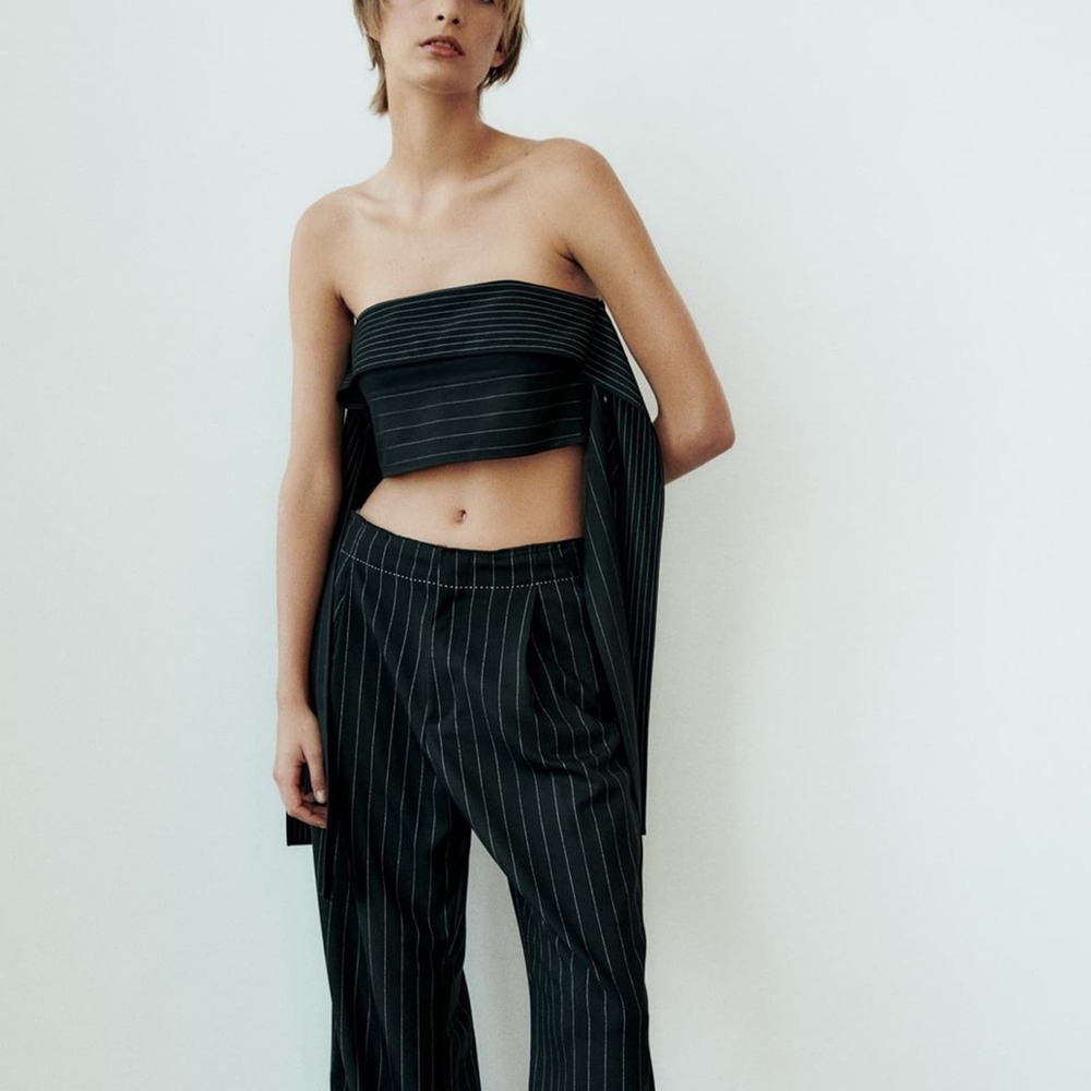 ZARA STRAPLESS MULTI-POSITIONAL TIE CROP TOP - Size S. Brand new with tag.